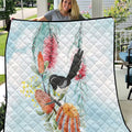 Willie wagtail Australia Quilt Banksia Bottlebrushes Watercolor Stylized - Aussie Hoodie