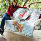 Willie wagtail Australia Quilt Banksia Bottlebrushes Watercolor Stylized - Aussie Hoodie