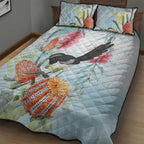 Willie wagtail Australia Quilt Bed Set Banksia Bottlebrushes Watercolor Stylized - Aussie Hoodie