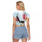 Willie wagtail Australia Raglan Cropped T Shirt Banksia Bottlebrushes Watercolor Stylized - Aussie Hoodie