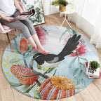 Willie wagtail Australia Round Carpet Banksia Bottlebrushes Watercolor Stylized - Aussie Hoodie