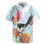 Willie wagtail Australia Rugby Jersey Banksia Bottlebrushes Watercolor Stylized - Aussie Hoodie