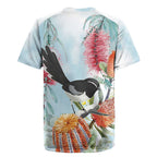 Willie wagtail Australia Rugby Jersey Banksia Bottlebrushes Watercolor Stylized - Aussie Hoodie