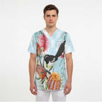 Willie wagtail Australia Scrub Top Banksia Bottlebrushes Watercolor Stylized - Aussie Hoodie