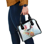 Willie wagtail Australia Shoulder Handbag Banksia Bottlebrushes Watercolor Stylized - Aussie Hoodie