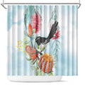 Willie wagtail Australia Shower Curtain Banksia Bottlebrushes Watercolor Stylized - Aussie Hoodie
