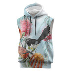 Willie wagtail Australia Sleeveless Hoodie Banksia Bottlebrushes Watercolor Stylized - Aussie Hoodie