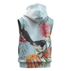 Willie wagtail Australia Sleeveless Zip Hoodie Banksia Bottlebrushes Watercolor Stylized LT14