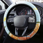 Willie wagtail Australia Steering Wheel Cover Banksia Bottlebrushes Watercolor Stylized - Aussie Hoodie