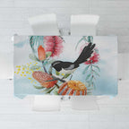 Willie wagtail Australia Tablecloth Banksia Bottlebrushes Watercolor Stylized - Aussie Hoodie