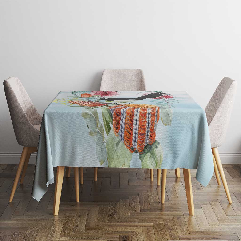 Willie wagtail Australia Tablecloth Banksia Bottlebrushes Watercolor Stylized - Aussie Hoodie