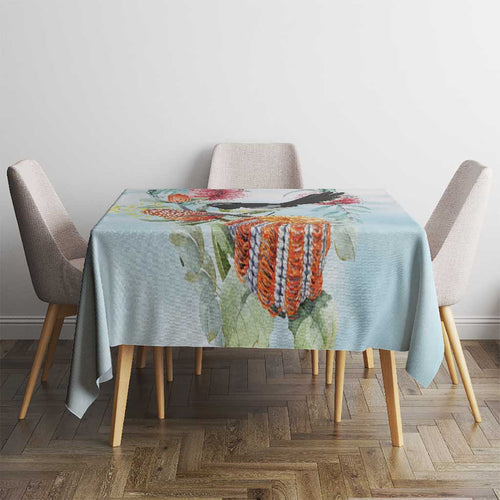 Willie wagtail Australia Tablecloth Banksia Bottlebrushes Watercolor Stylized - Aussie Hoodie