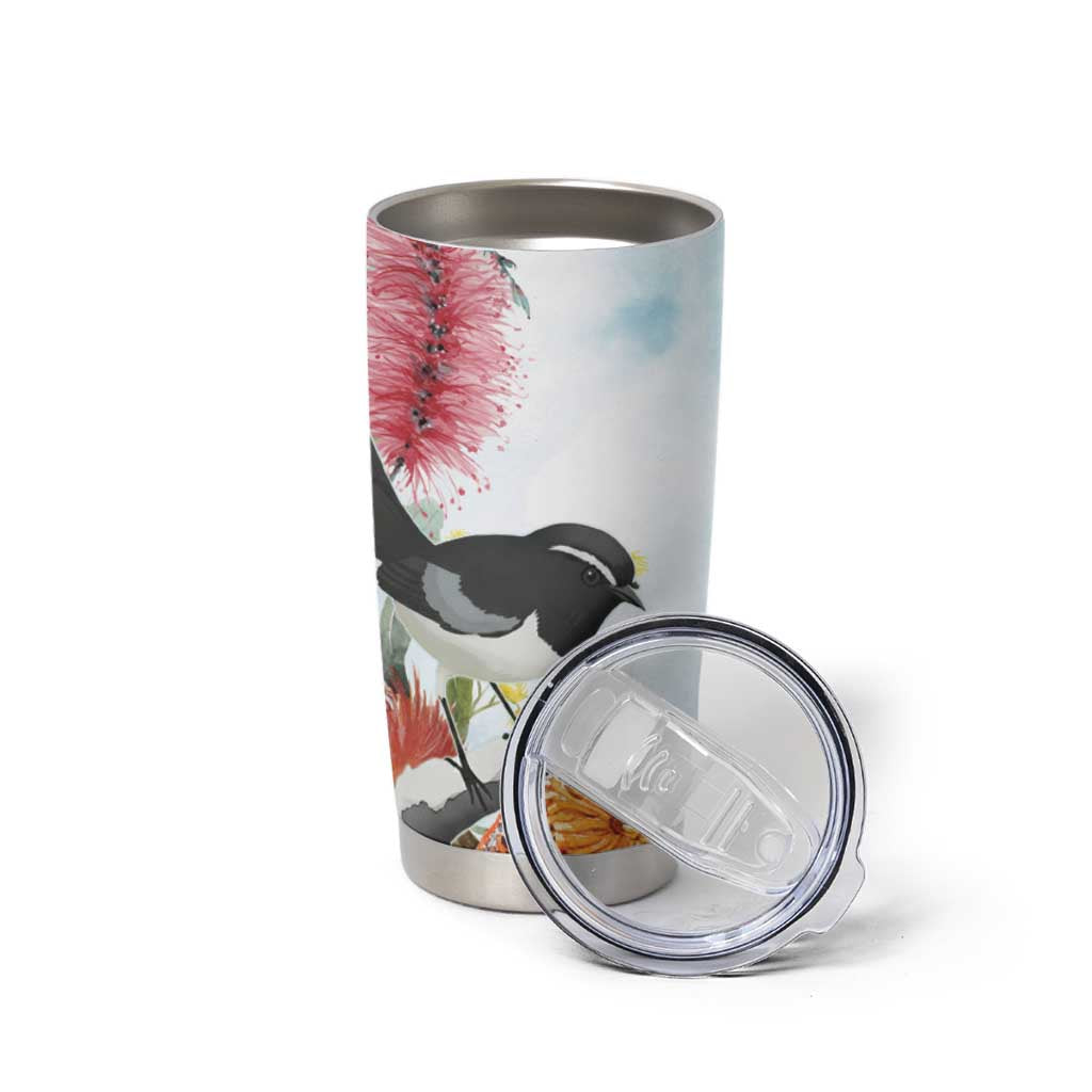 Willie wagtail Australia Tumbler Cup Banksia Bottlebrushes Watercolor Stylized - Aussie Hoodie