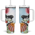 Willie wagtail Australia Tumbler With Handle Banksia Bottlebrushes Watercolor Stylized - Aussie Hoodie