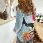 Willie wagtail Australia Women Casual Shirt Banksia Bottlebrushes Watercolor Stylized - Aussie Hoodie