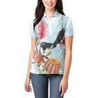 Willie wagtail Australia Women Polo Shirt Banksia Bottlebrushes Watercolor Stylized - Aussie Hoodie