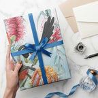 Willie wagtail Australia Wrapping Paper Banksia Bottlebrushes Watercolor Stylized - Aussie Hoodie