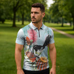 Willie wagtail Australia Zipper Polo Shirt Banksia Bottlebrushes Watercolor Stylized - Aussie Hoodie