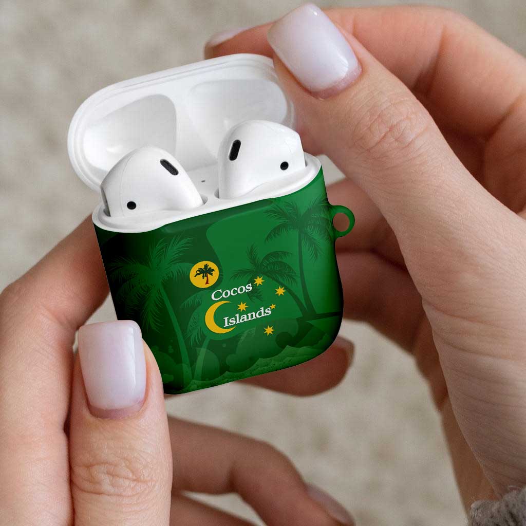 Australia Cocos Keeling Islands AirPods Case Southern Cross Palm Tree Pattern - Aussie Hoodie
