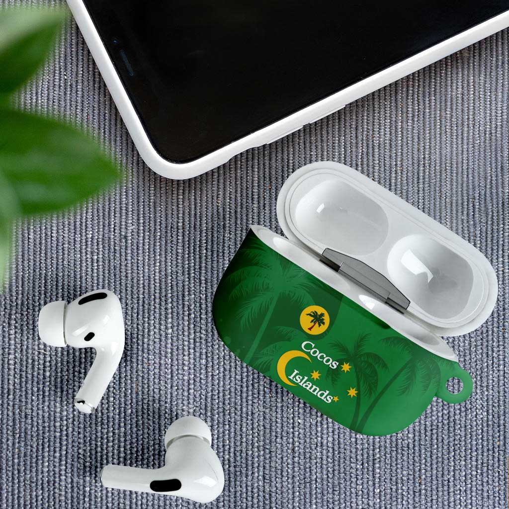 Australia Cocos Keeling Islands AirPods Case Southern Cross Palm Tree Pattern - Aussie Hoodie