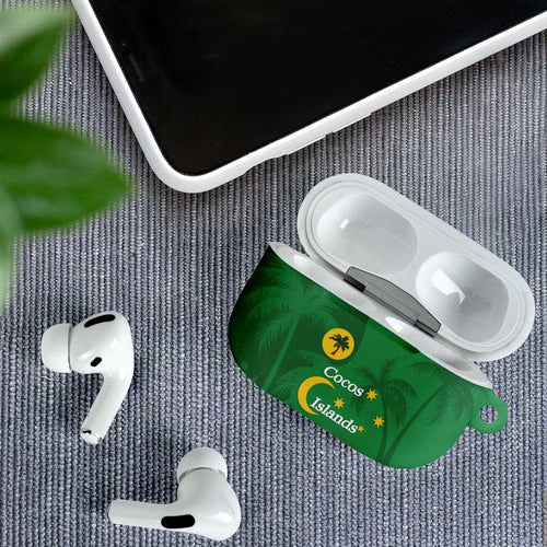 Australia Cocos Keeling Islands AirPods Case Southern Cross Palm Tree Pattern - Aussie Hoodie