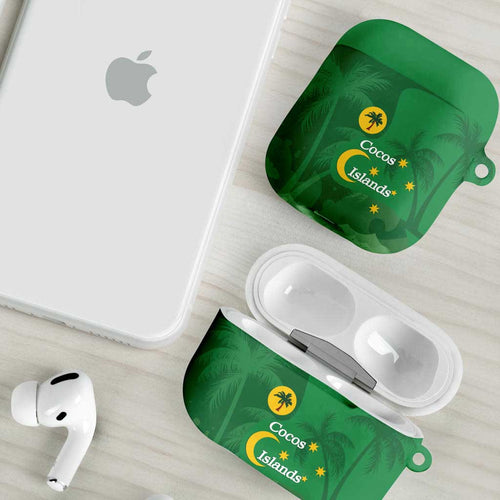 Australia Cocos Keeling Islands AirPods Case Southern Cross Palm Tree Pattern - Aussie Hoodie