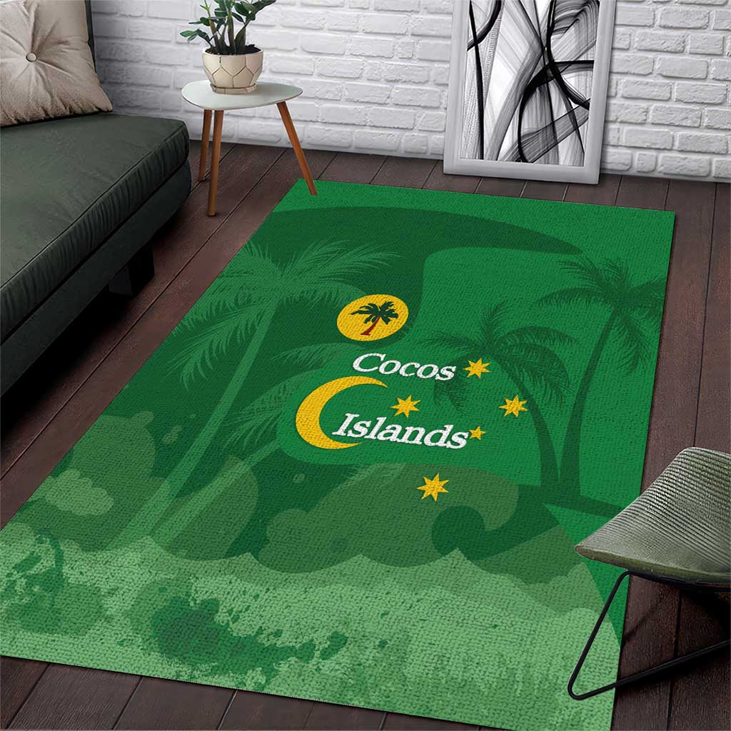 Australia Cocos Keeling Islands Area Rug Southern Cross Palm Tree Pattern - Aussie Hoodie