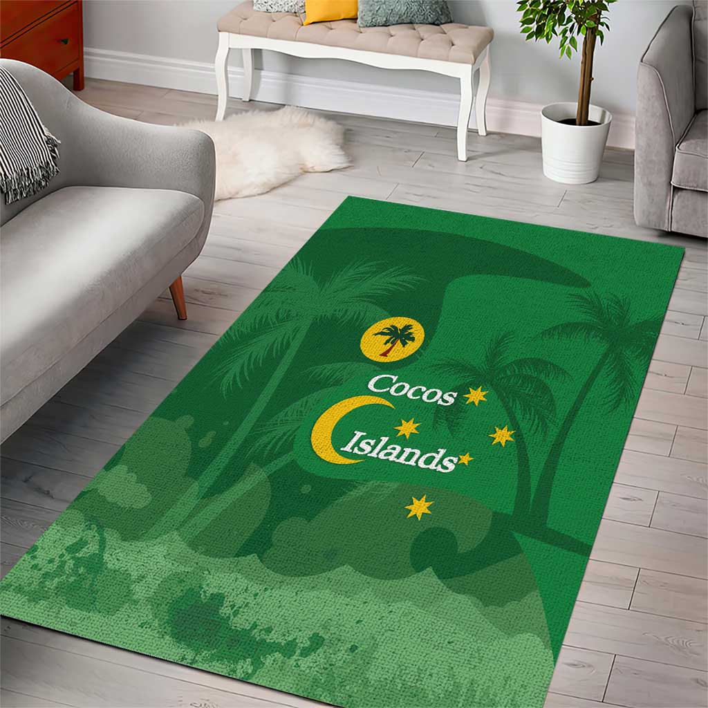 Australia Cocos Keeling Islands Area Rug Southern Cross Palm Tree Pattern - Aussie Hoodie