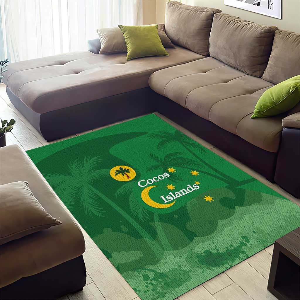 Australia Cocos Keeling Islands Area Rug Southern Cross Palm Tree Pattern - Aussie Hoodie