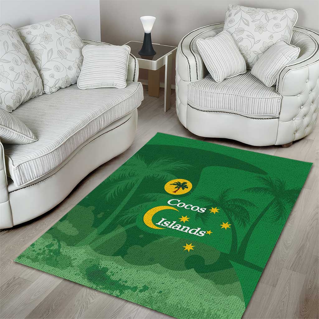 Australia Cocos Keeling Islands Area Rug Southern Cross Palm Tree Pattern - Aussie Hoodie