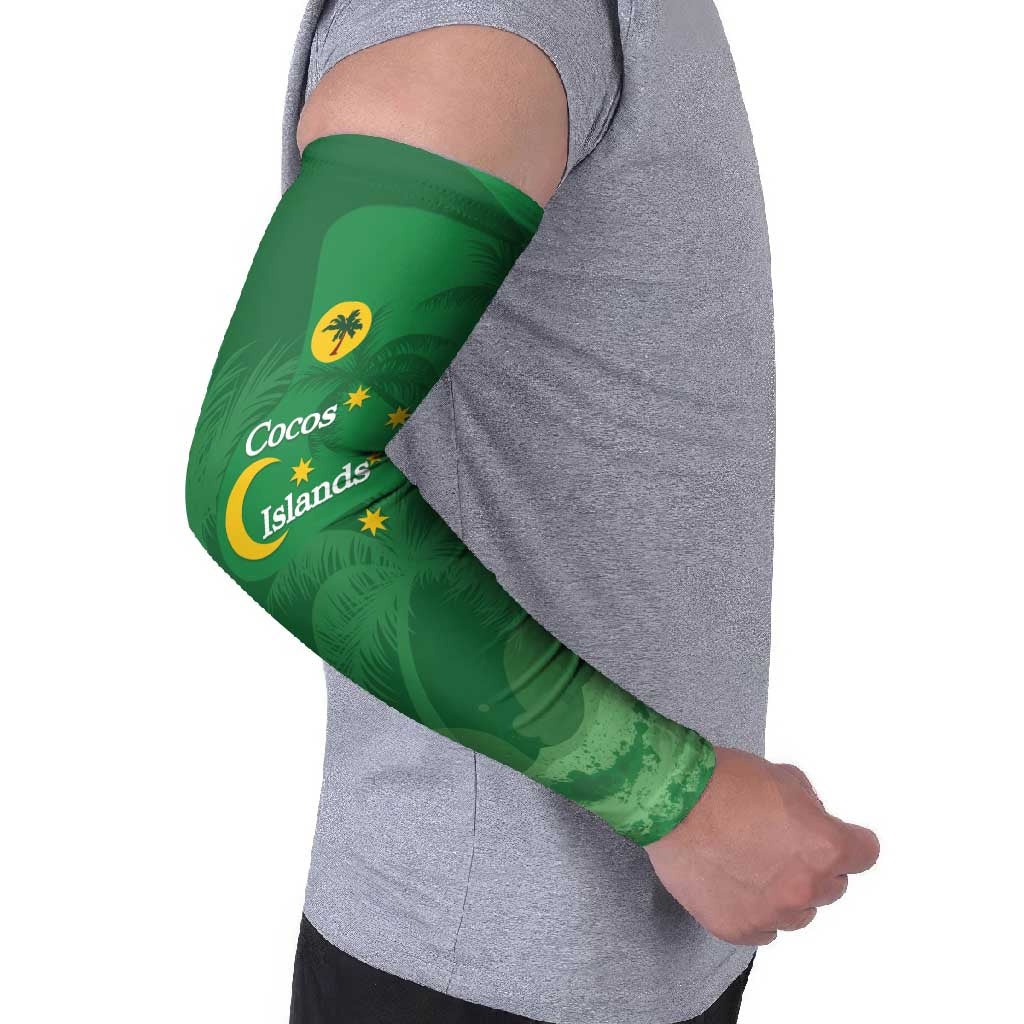 Australia Cocos Keeling Islands Arm Sleeves Southern Cross Palm Tree Pattern - Aussie Hoodie
