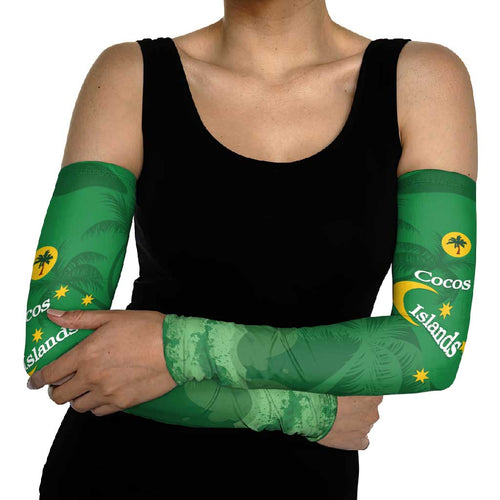 Australia Cocos Keeling Islands Arm Sleeves Southern Cross Palm Tree Pattern - Aussie Hoodie