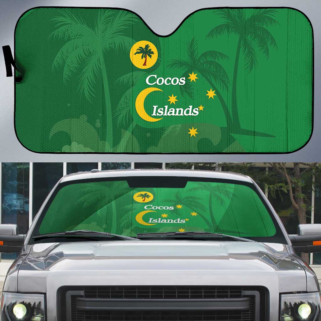 Australia Cocos Keeling Islands Auto Sun Shade Southern Cross Palm Tree Pattern - Aussie Hoodie