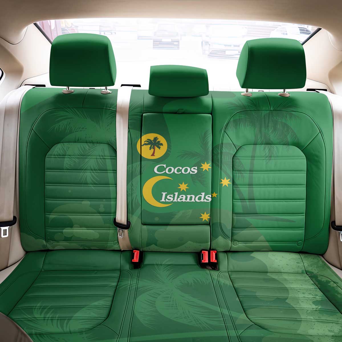 Australia Cocos Keeling Islands Back Car Seat Cover Southern Cross Palm Tree Pattern - Aussie Hoodie