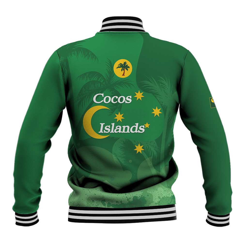 Australia Cocos Keeling Islands Baseball Jacket Southern Cross Palm Tree Pattern - Aussie Hoodie