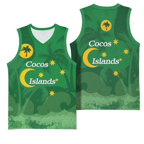 Australia Cocos Keeling Islands Basketball Jersey Southern Cross Palm Tree Pattern - Aussie Hoodie