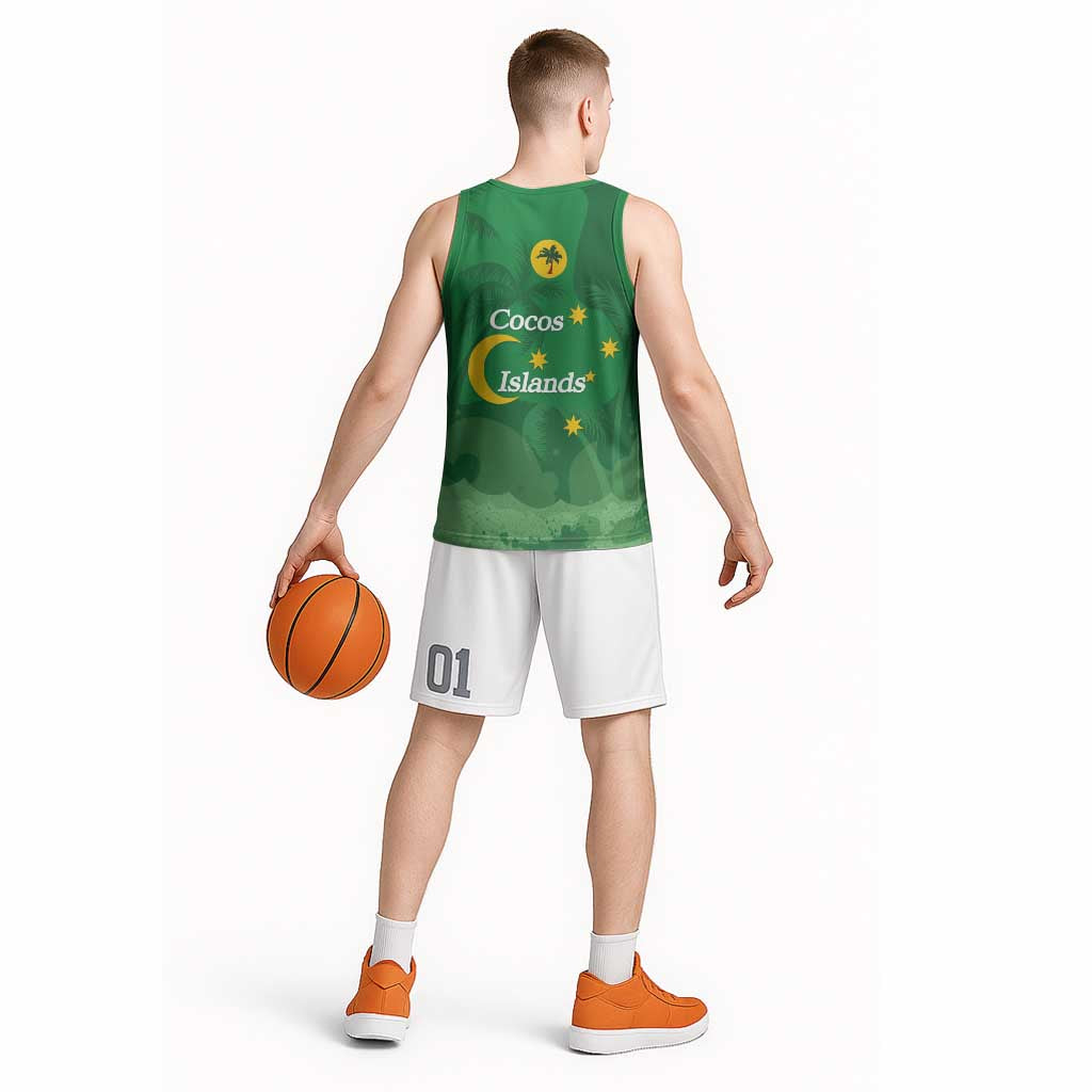 Australia Cocos Keeling Islands Basketball Jersey Southern Cross Palm Tree Pattern - Aussie Hoodie