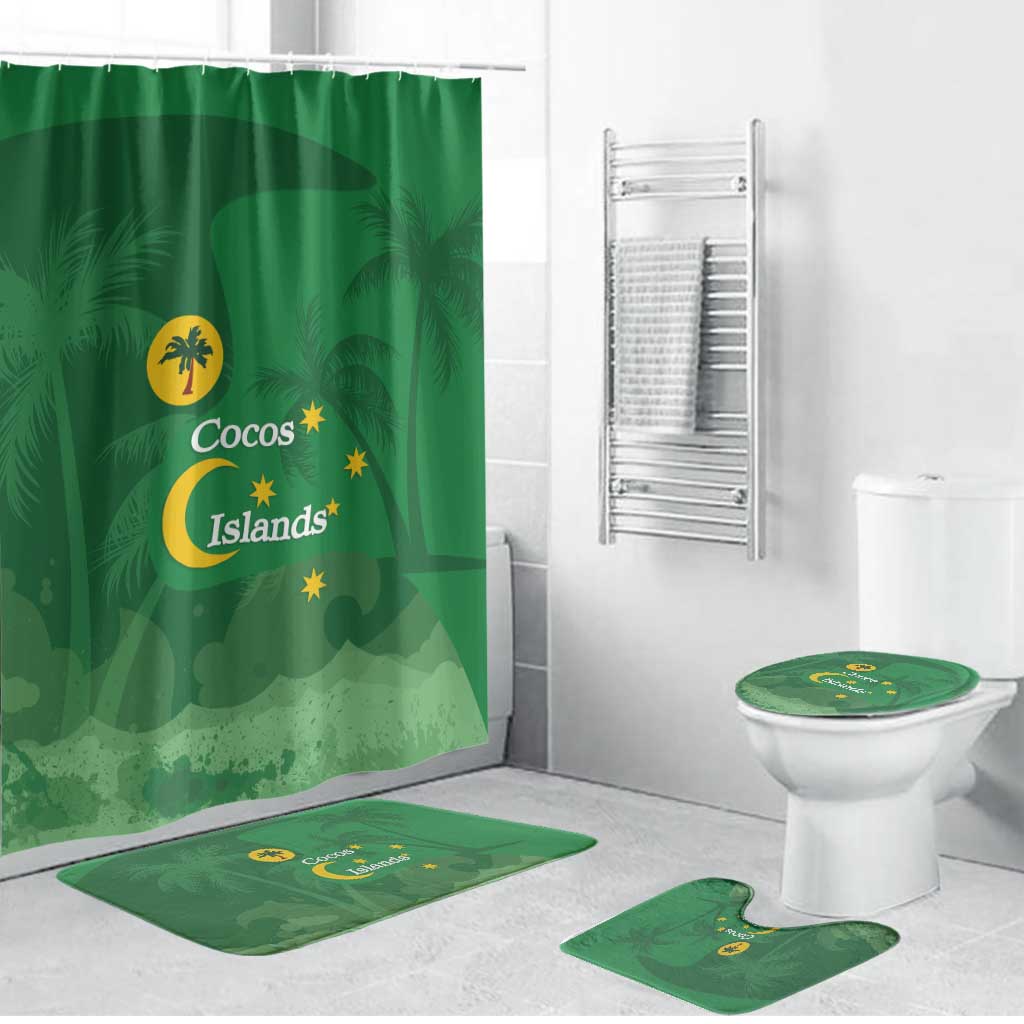 Australia Cocos Keeling Islands Bathroom Set Southern Cross Palm Tree Pattern - Aussie Hoodie