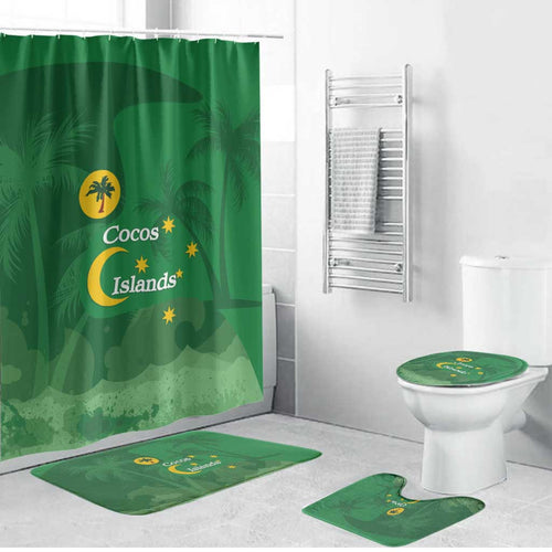 Australia Cocos Keeling Islands Bathroom Set Southern Cross Palm Tree Pattern - Aussie Hoodie