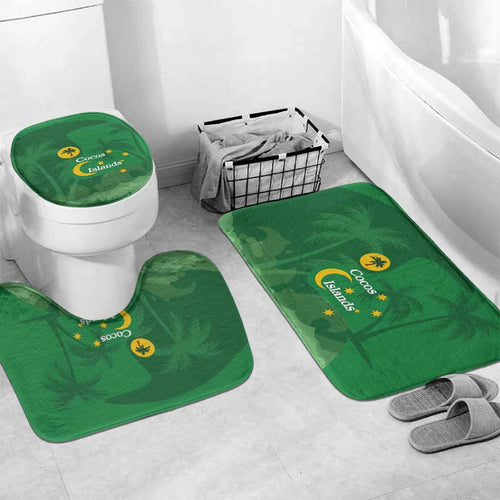 Australia Cocos Keeling Islands Bathroom Set Southern Cross Palm Tree Pattern - Aussie Hoodie