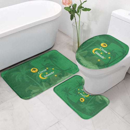 Australia Cocos Keeling Islands Bathroom Set Southern Cross Palm Tree Pattern - Aussie Hoodie