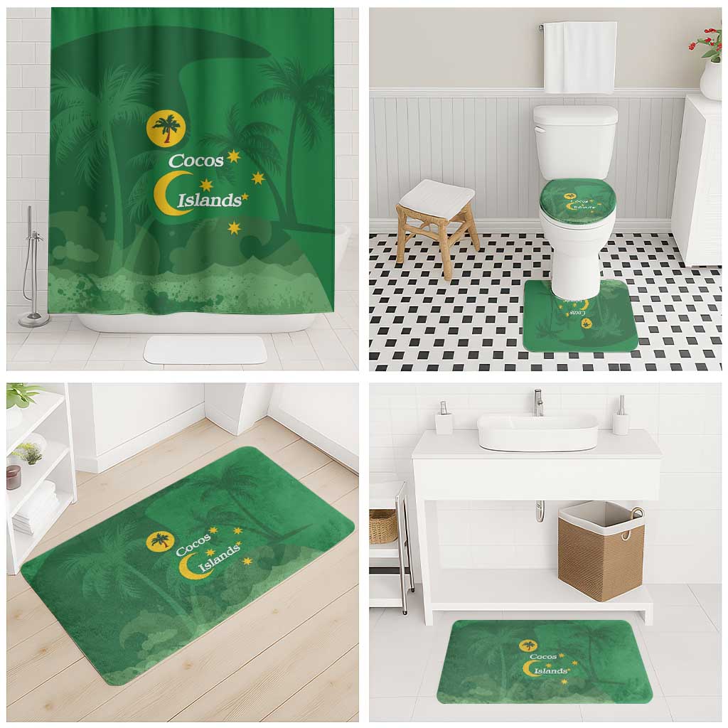 Australia Cocos Keeling Islands Bathroom Set Southern Cross Palm Tree Pattern - Aussie Hoodie