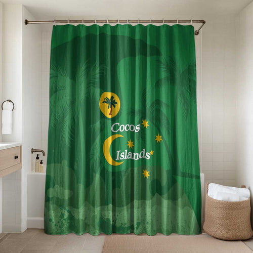 Australia Cocos Keeling Islands Bathroom Set Southern Cross Palm Tree Pattern - Aussie Hoodie