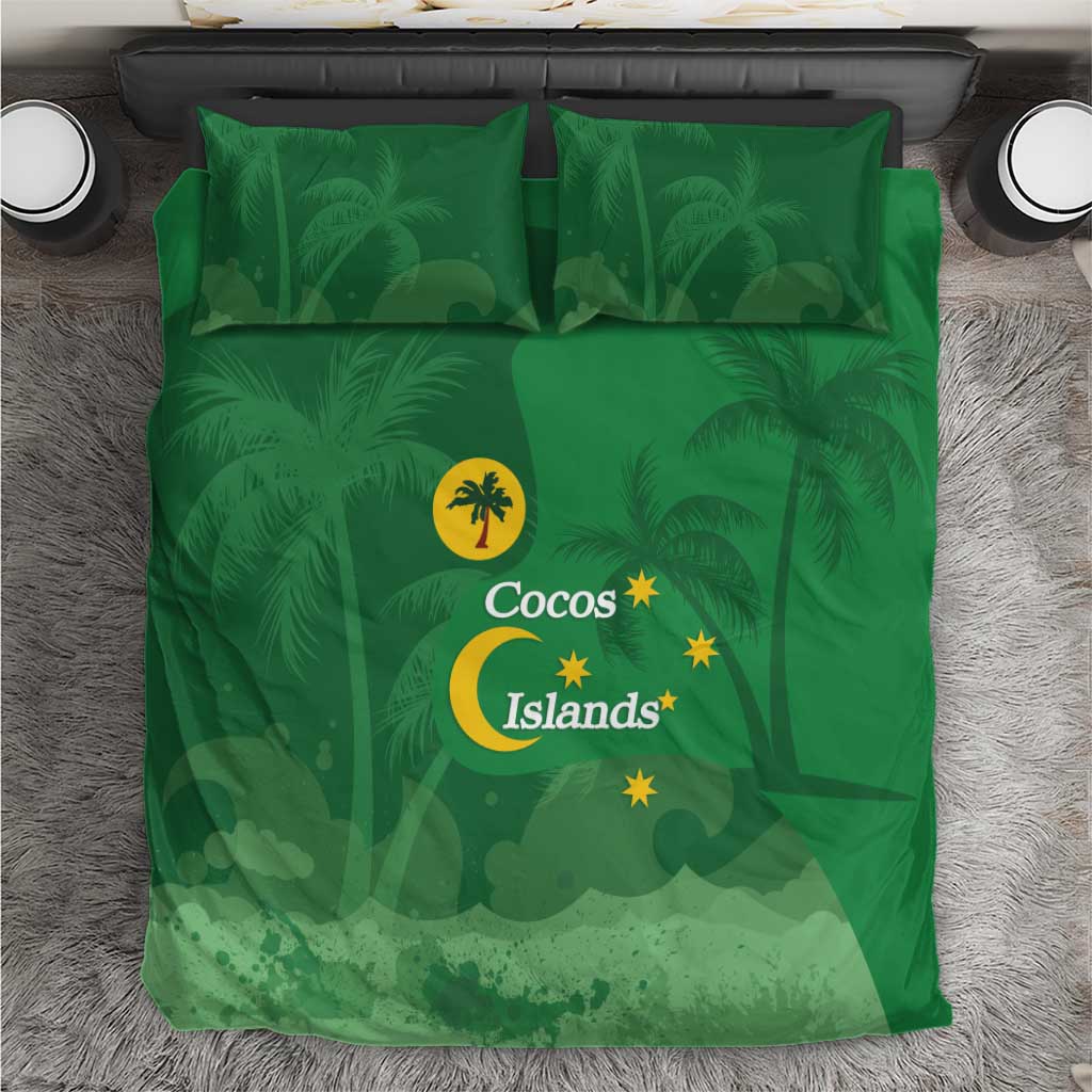 Australia Cocos Keeling Islands Bedding Set Southern Cross Palm Tree Pattern - Aussie Hoodie