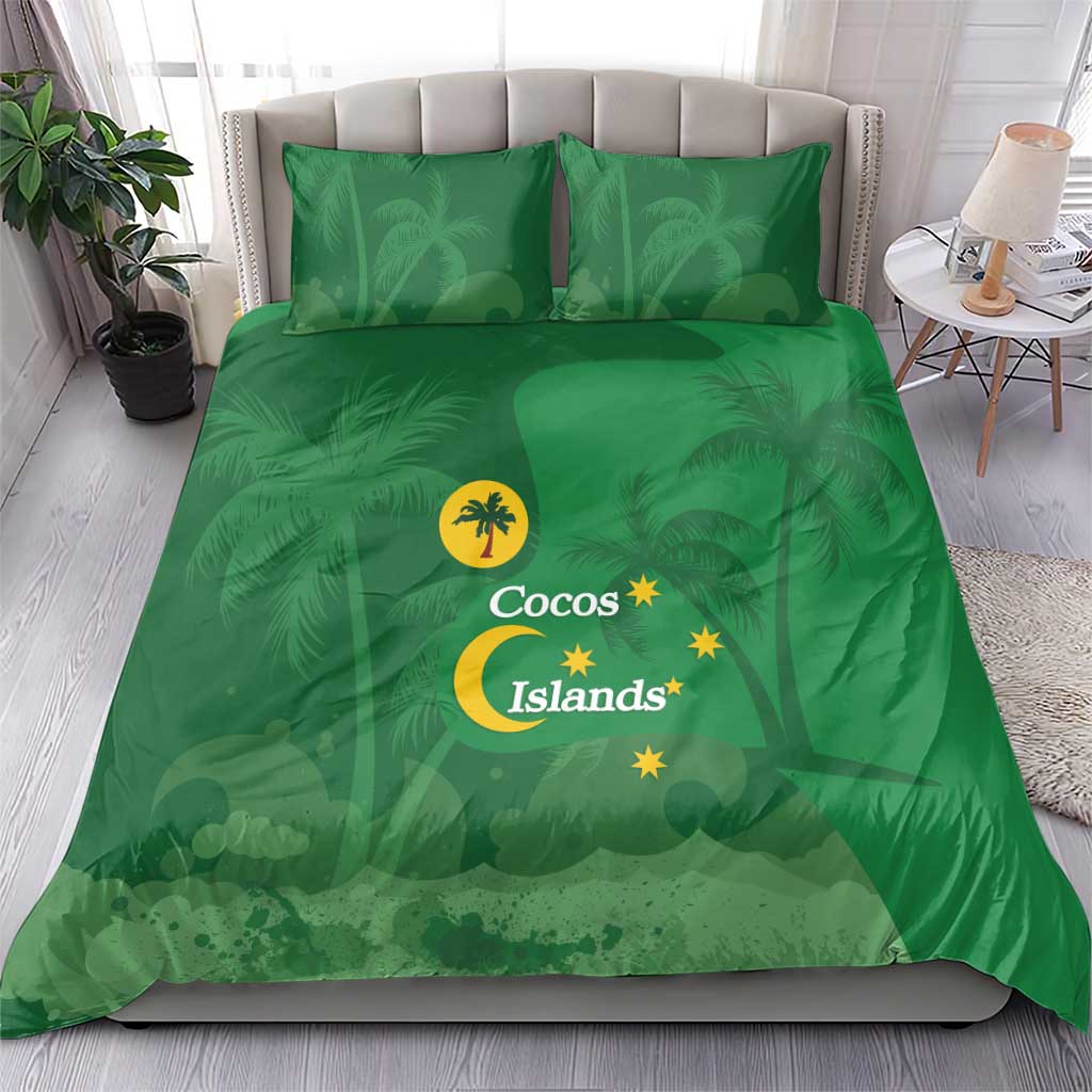 Australia Cocos Keeling Islands Bedding Set Southern Cross Palm Tree Pattern - Aussie Hoodie