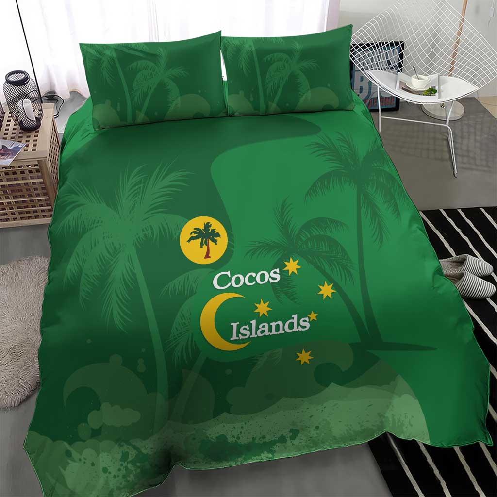Australia Cocos Keeling Islands Bedding Set Southern Cross Palm Tree Pattern - Aussie Hoodie