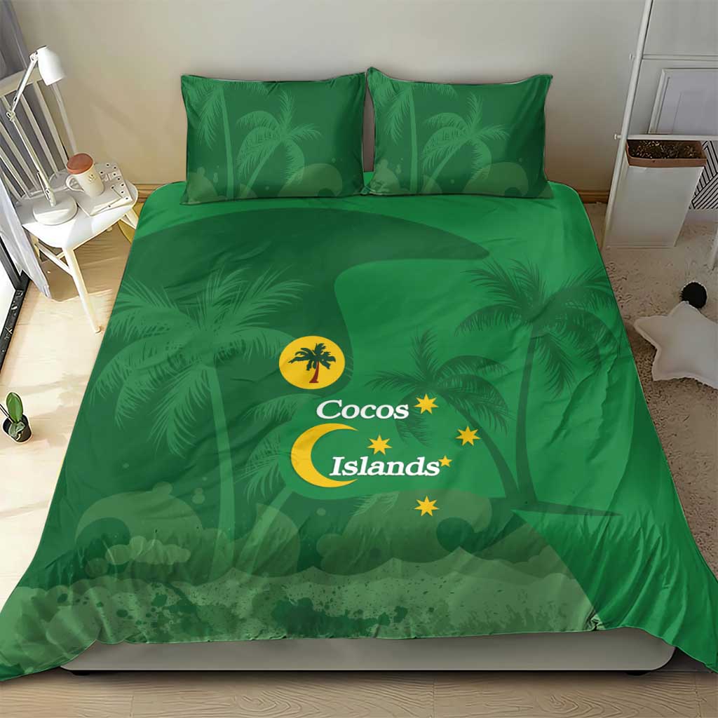 Australia Cocos Keeling Islands Bedding Set Southern Cross Palm Tree Pattern - Aussie Hoodie