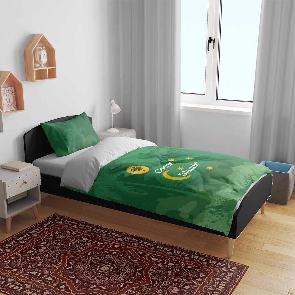 Australia Cocos Keeling Islands Bedding Set Southern Cross Palm Tree Pattern - Aussie Hoodie