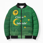 Australia Cocos Keeling Islands Bomber Puffer Jacket Southern Cross Palm Tree Pattern - Aussie Hoodie