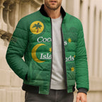 Australia Cocos Keeling Islands Bomber Puffer Jacket Southern Cross Palm Tree Pattern - Aussie Hoodie